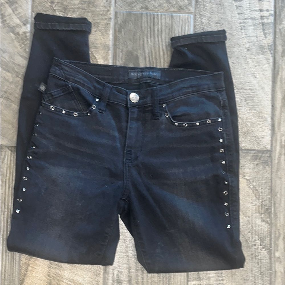 Vintage Rock & Republic Black Skinny Jeans with Rhinestone Embellishments